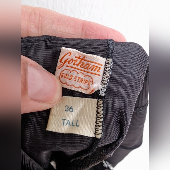 Vintage 60s Gotham Gold Stripe Black Lace Slip Nightgown Lingerie Dress 36 Tall - Picture 8 of 8